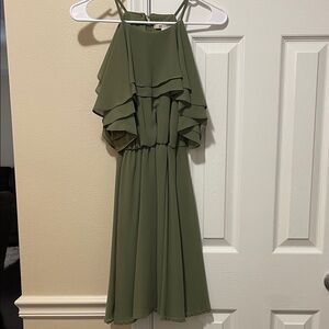 Miami Olive Green Layered Midi Dress